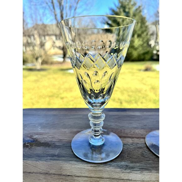 Vintage Hawkes Diamond Cut Glass Stemware 6.5” Tall ~set Of 2 - Picture 4 of 12